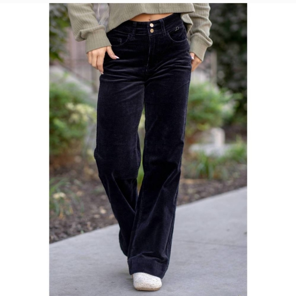 Judy Blue High waisted Black Corduroy Straight Pants